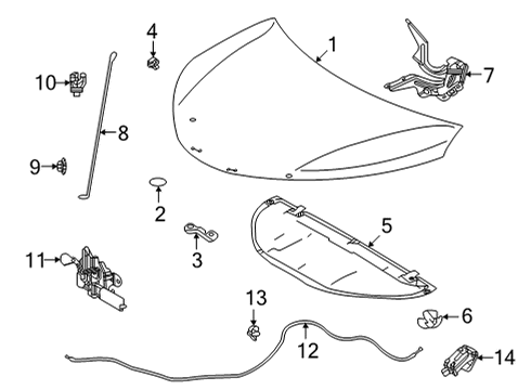 2022 Toyota Sienna Hood & Components Latch Assembly Diagram for 53510-08050