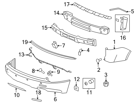 2012 GMC Acadia Parking Aid Energy Absorber Diagram for 15830075