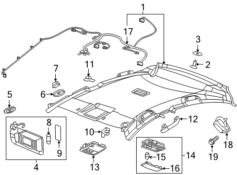 2019 Chevrolet Cruze Interior Trim - Roof Dome Lamp Assembly Diagram for 42598918