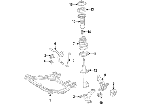 2021 Toyota Highlander Front Suspension, Lower Control Arm, Stabilizer Bar, Suspension Components Lower Control Arm Diagram for 48069-0E070