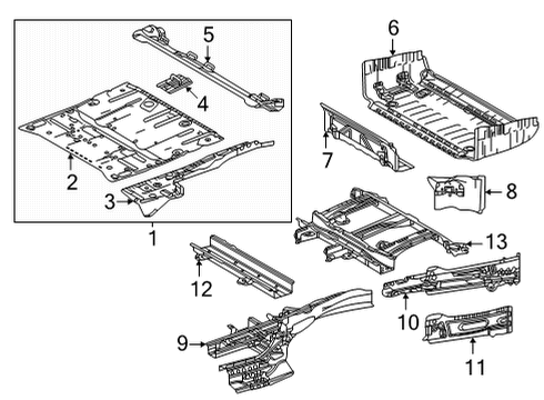 2022 Toyota Sienna Rear Floor & Rails Floor Pan Assembly Diagram for 58303-08020