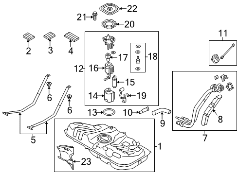 2015 Hyundai Elantra GT Fuel Supply Filler Neck & Hose Assembly Diagram for 31030-A5500
