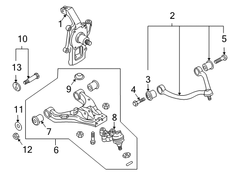 2007 Kia Sorento Front Suspension Components, Lower Control Arm, Upper Control Arm, Stabilizer Bar Plate-Cam, B Diagram for 542233E500