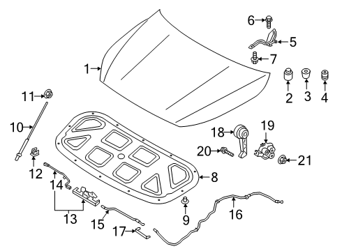 2021 Kia Forte Hood & Components Bolt Diagram for 11403-08201