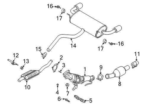 2020 Lincoln Corsair Exhaust Components Center Pipe Clamp Diagram for EU2Z-5K256-D