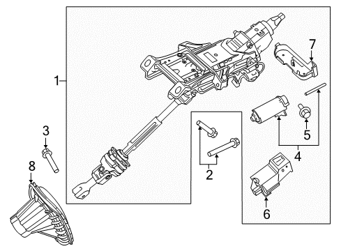 2020 Ford Edge Steering Column & Wheel, Steering Gear & Linkage Column Assembly Diagram for F2GZ-3C529-AG