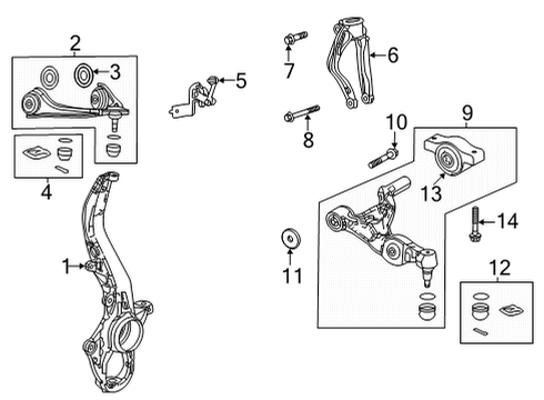 2021 Acura TLX Front Suspension, Lower Control Arm, Upper Control Arm, Stabilizer Bar, Suspension Components Sensor Assembly, Left Front Diagram for 51825-TGV-A01