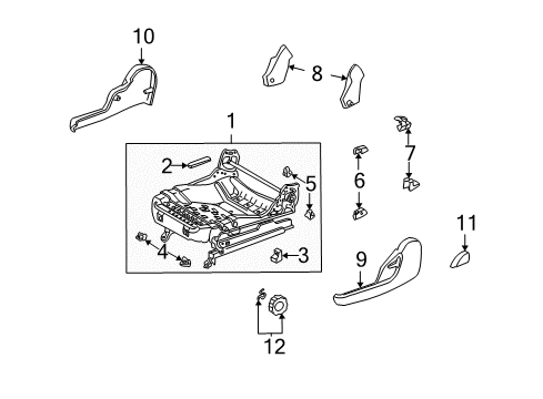 2004 Toyota Matrix Tracks & Components Seat Adjuster Shield Diagram for 71874-01020-B0