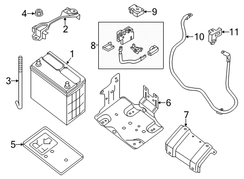 2014 Nissan Leaf Battery Bracket Assembly-Battery Mounting Diagram for 64860-3NF0A