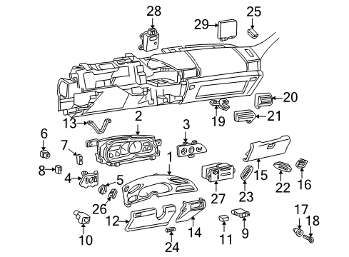 1996 Chevrolet Camaro Instrument Panel Key Diagram for 1154607