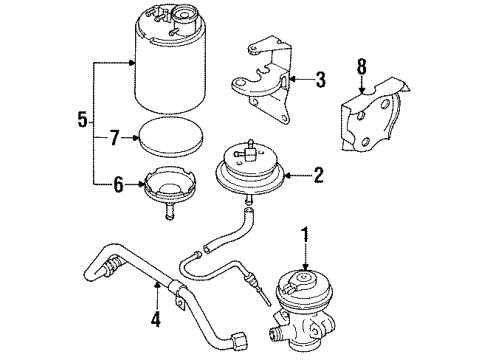 1987 Nissan Sentra Emission Components CANISTER Assembly EVAPORATION Diagram for 14950-16E01