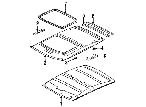 1993 Honda Civic Interior Trim - Roof Holder, Sunvisor *NH220L* (CLEAR GRAY) Diagram for 88217-SR3-003ZC