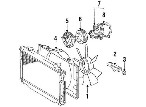1996 Toyota Land Cruiser Water Pump, Cooling Fan PULLEY, Fan Diagram for 16371-66020