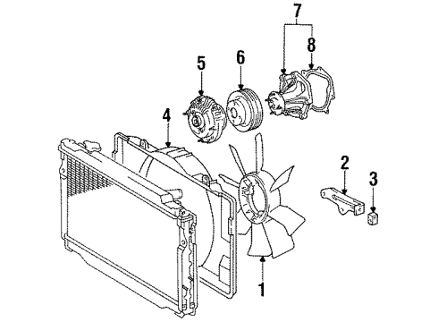 1996 Toyota Land Cruiser Water Pump, Cooling Fan Water Pump Assembly Gasket Diagram for 16271-66020