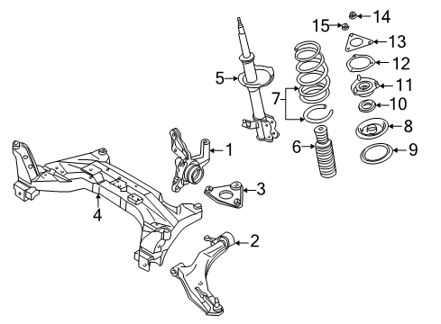 2000 Nissan Sentra Front Suspension Components, Lower Control Arm, Stabilizer Bar Bearing-Strut Mounting Diagram for 54325-6M000