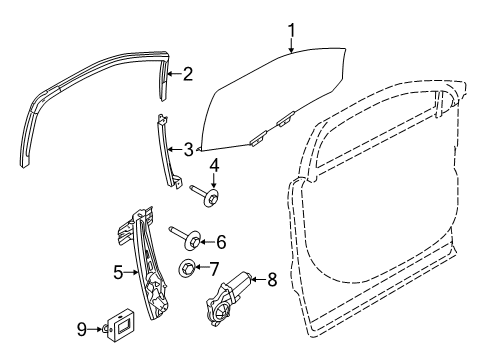 2016 Ford Explorer Front Door Door Glass Diagram for BB5Z-7821410-A