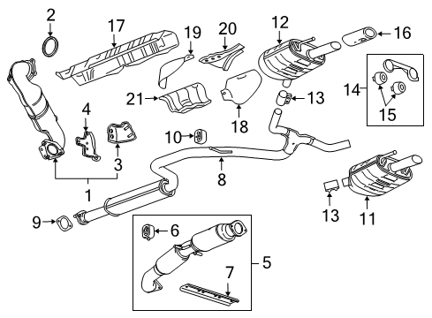 2011 Buick Regal Exhaust Components Center Pipe Hanger Diagram for 23380570
