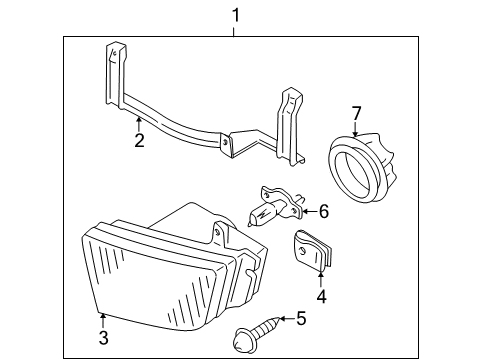 1998 Infiniti QX4 Fog Lamps Lamp Assembly-Fog, RH Diagram for 26150-1W325