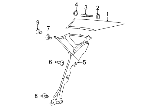2015 Chrysler 200 Interior Trim - Quarter Panels Molding-D Pillar Diagram for 1WW26DX9AC