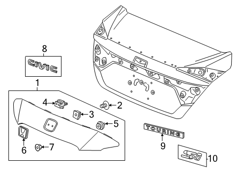 2017 Honda Civic Spoiler, Exterior Trim Bolt-Washer (6X12) Diagram for 90103-STK-A00