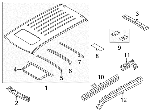 2011 Infiniti QX56 Roof & Components Panel-Roof Diagram for G3100-1LAAA