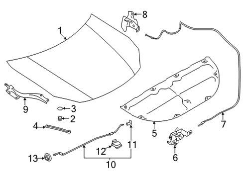 2022 Toyota GR86 Hood & Components Lock Assembly Diagram for SU003-09883