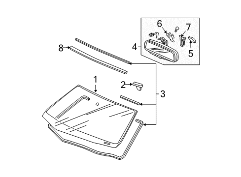 2006 Acura TL Windshield Glass, Reveal Moldings Cover, Bracket (Black) Diagram for 76408-SZ3-J05ZF