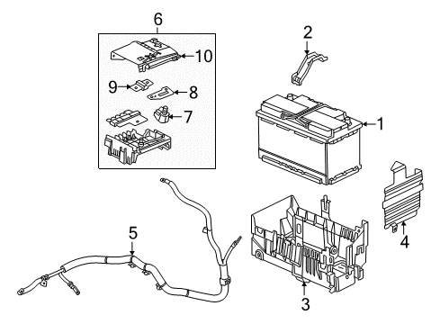 2017 Buick Cascada Battery Battery Tray Diagram for 13354419