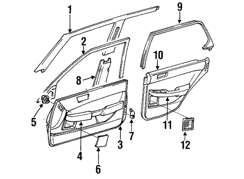 1990 Lexus LS400 Interior Trim Garnish, Center Pillar, Lower LH Diagram for 62414-50010-03