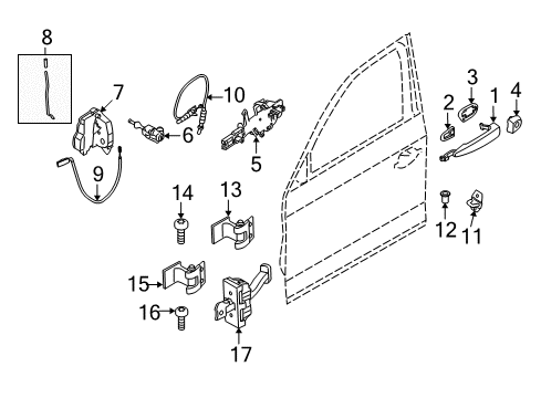 2019 BMW 430i xDrive Front Door Bowden Cable, Front Diagram for 51217281604