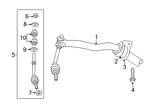 2021 Ram 1500 Classic Stabilizer Bar & Components - Front Screw-HEXAGON Head Diagram for 6510986AA