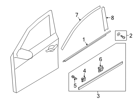 2017 Hyundai Tucson Exterior Trim - Front Door Garnish Assembly-Front Door Side, LH Diagram for 87721-D3000-CA