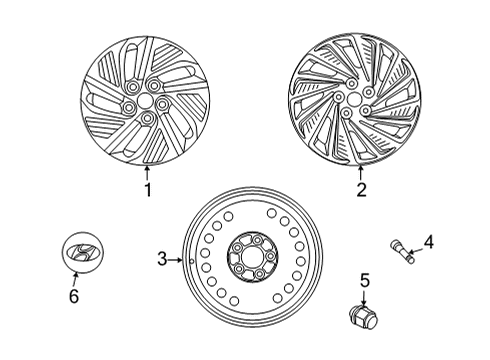 2022 Hyundai Sonata Wheels, Center Cap Wheel Assy-Aluminium Diagram for 52910-L5210