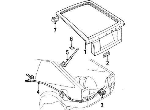 1985 Chevrolet Spectrum Lift Gate Rear Compartment Lid Lock Diagram for 94463435