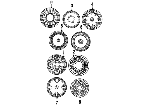 1987 Dodge Aries Wheels, Covers & Trim Hole Metal Hubcap Wheel Cover Diagram for 4284119