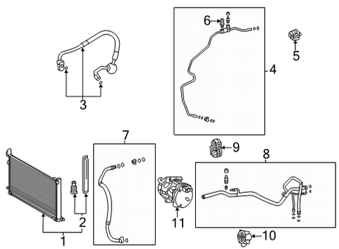 2021 Toyota Sienna A/C Condenser, Compressor & Lines Clamp, Piping Diagram for 88718-33540