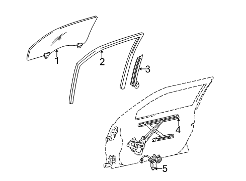 2003 Lexus IS300 Front Door Run, Front Door Glass, RH Diagram for 68141-53010