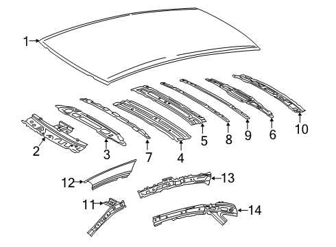 2019 Toyota Avalon Roof & Components Rail Reinforcement Diagram for 61206-07900