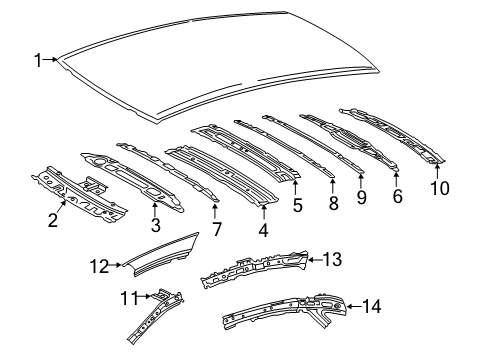 2019 Toyota Avalon Roof & Components Inner Rail Diagram for 61203-07020