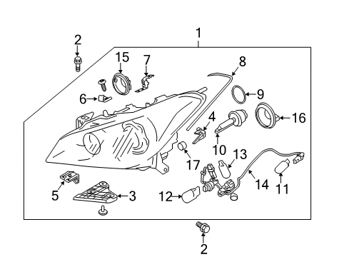 2011 Infiniti M56 Headlamps Bracket Assembly-Head Lamp Mounting Diagram for 26042-1MA0A