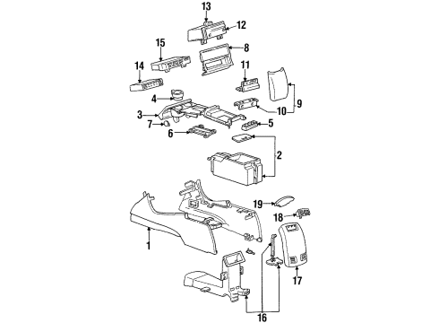 1995 Buick Riviera Front Console Liner-Front Floor Console Cup Holder Diagram for 25621188