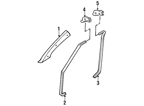 1993 Nissan NX Interior Trim - Pillars, Rocker & Floor Garnish-Windshield Pillar, LH Diagram for 76912-61Y01