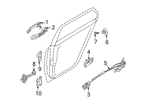 2010 Kia Rondo Rear Door Rear Power Window Sub Left Switch Assembly Diagram for 935801D0013W