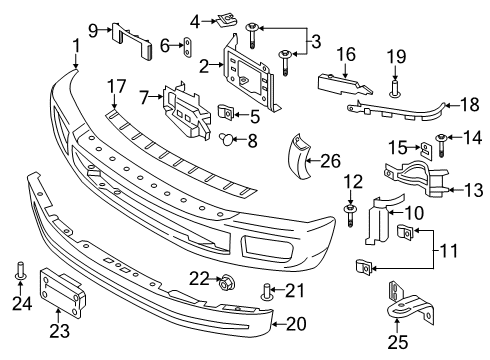 2019 Ford F-350 Super Duty Front Bumper License Bracket Diagram for HC3Z-17A385-BC