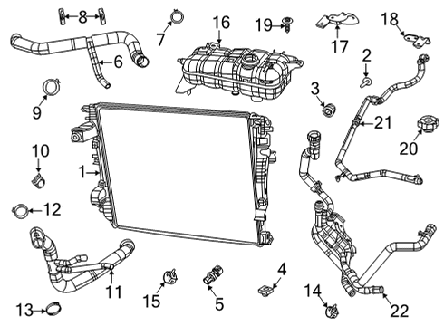 2022 Ram 1500 Radiator & Components Engine Cooling Radiator Diagram for 68268607AA