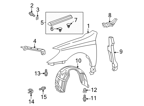 2008 Toyota Solara Fender & Components Rear Seal Diagram for 53867-AA020