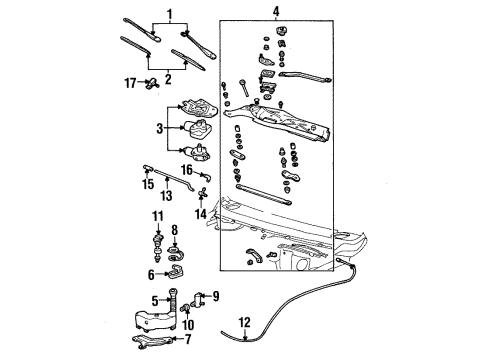 1994 Lincoln Mark VIII Wiper & Washer Components Insert Diagram for XW7Z-17528-AA