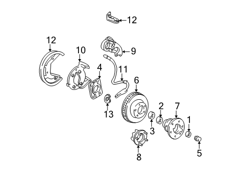 1998 GMC K3500 Front Brakes Piston, Front Brake Caliper Diagram for 18015881