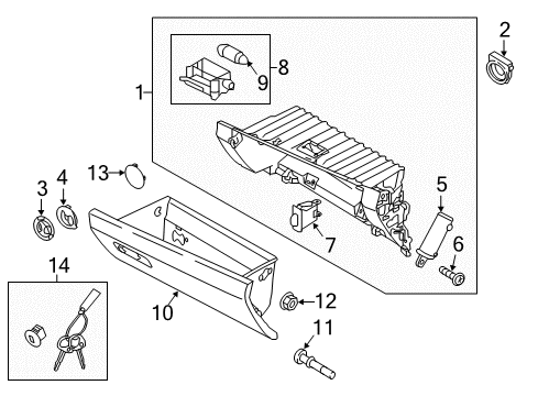 2018 Kia Sedona Glove Box Knob Assembly-Cool Box Diagram for 84527A9000BND