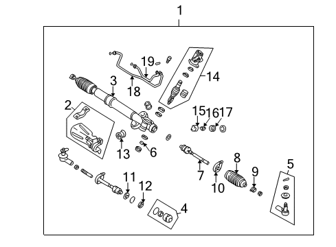 2004 Dodge Stratus P/S Pump & Hoses, Steering Gear & Linkage Rack And Pinion Complete Unit Diagram for MR589197